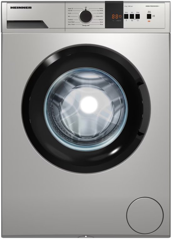 Heinner HWM-VT0610CHSD++ Wasmachine 6 kg – 15 Programma’s met Anti-Kreuk en Allergievriendelijk – Foam Detection – Balance Control – Zilver – 5 Jaar Garantie