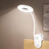 Daity Bureaulamp - klemlamp - werkt op batterijen - 3 helderheidsniveaus - oplaadbaar via USB - Lees- en studielamp - Oogvriendelijke clip-on bureaulamp