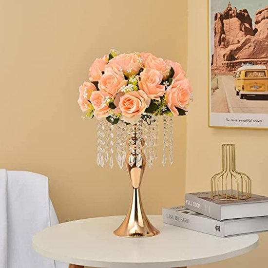 Inweder Zwarte bloemenstandaard bruiloft middenstukken - 2 stuks zuilvazen met metalen plaat 60 cm hoge vloervaas, geometrische zwarte vazen voor tafeldecoratie Halloween party decoratie woonkamer