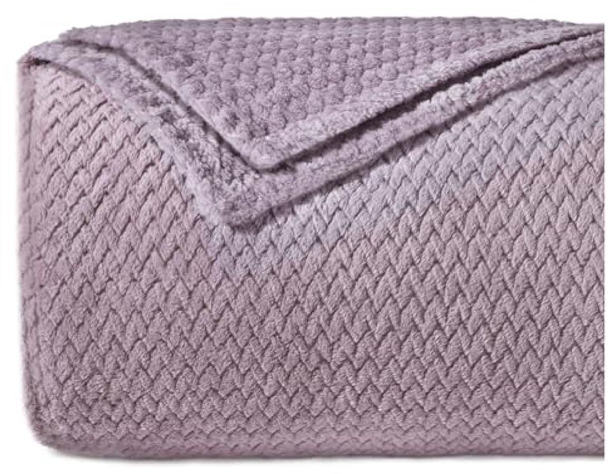 Banksprei met Chevron-patroon - Lichtroze - 220 x 240 cm - Zacht aanvoelend