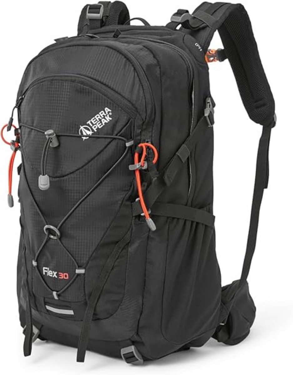 Terra Peak wandelrugzak 30L Flex 30 Premium (middelgroot) met rugventilatie, drinksysteem en regenhoes - Trekkingrugzak van ademend 3D Air Mesh polyester - Outdoor dagrugzak met heupriem