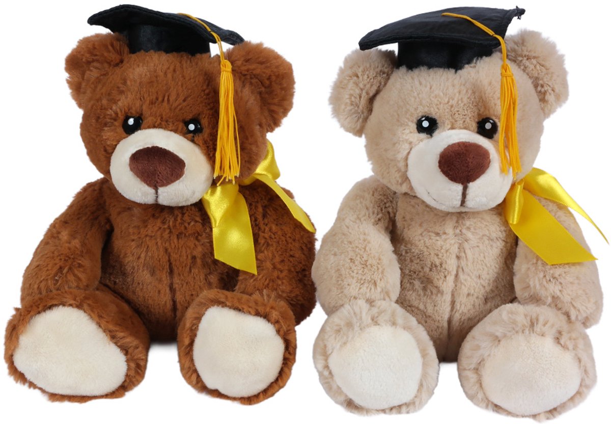 PIA Soft Toys - Set van 2 Pluche Afstudeer beren Knuffels - 2 ass. - 20 cm