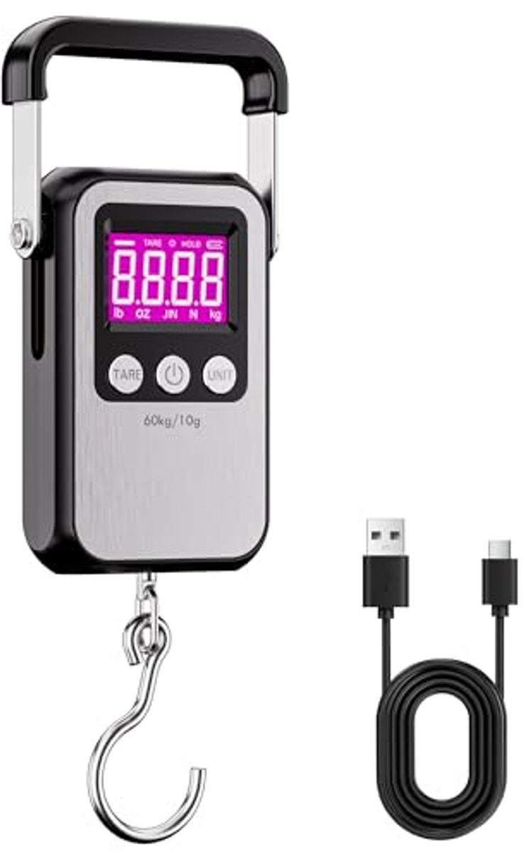 Digitale Hangweegschaal tot 60 kg met Verlicht LCD-Display en Grote Handgreep