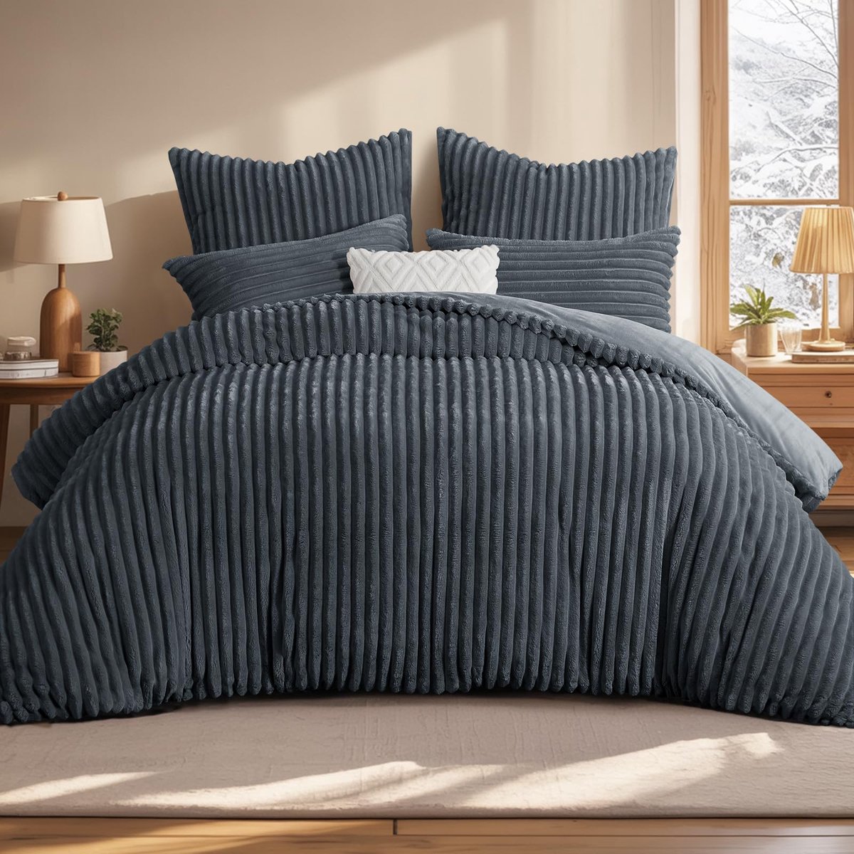 Azomor® Warme en Gezellige Winter Beddengoed Set met Flanel en Fleece Design