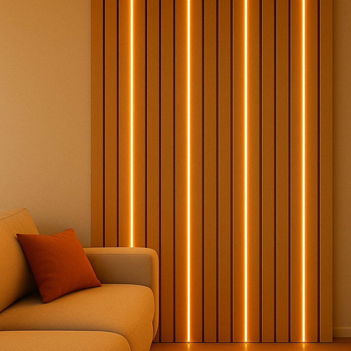 Set van 4 Zwarte LED Strips voor Akoestische Wandpanelen – 2,40 m – Warm Wit – Inclusief Adapter & Afstandsbediening