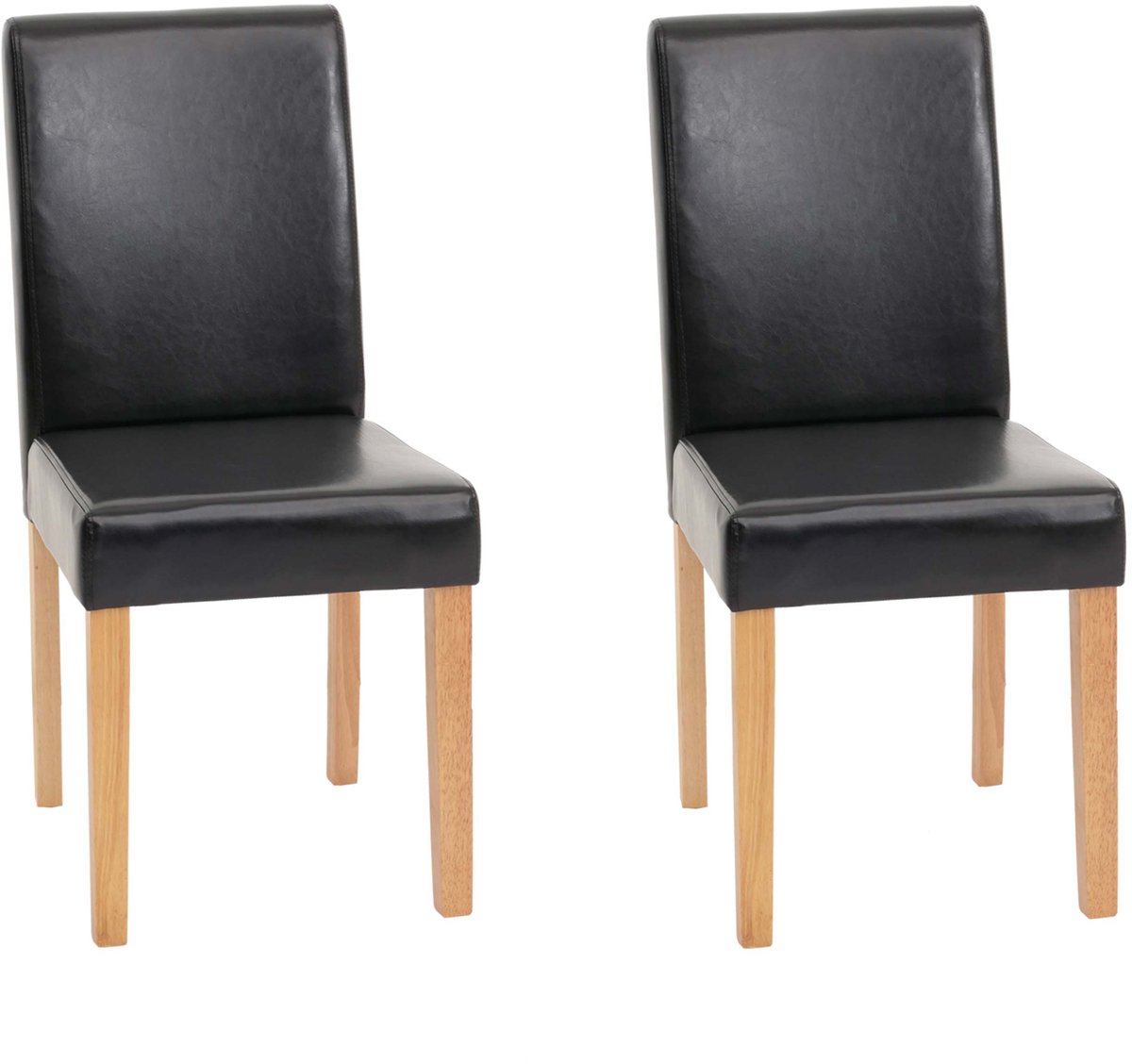 MCW Set van 2 eetkamerstoelen Littau armstoel ~ leer, zwart, lichtgekleurde poten