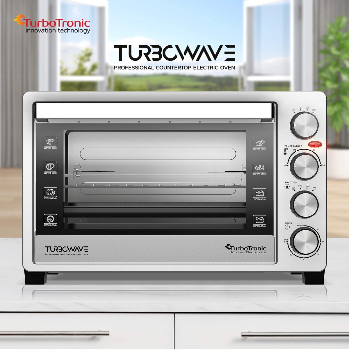 TurboTronic EVS30 - Vrijstaande oven 30L - Mini oven - Elektrische Oven - Zilver – foto 3