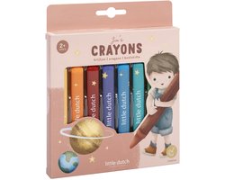 Crayons de cire Little Dutch Jim & Friends - 8 crayons de cire épais et triangulaires - faciles à tenir et qui ne roulent pas - speelgoed créatifs pour les enfants de 2 ans et plus