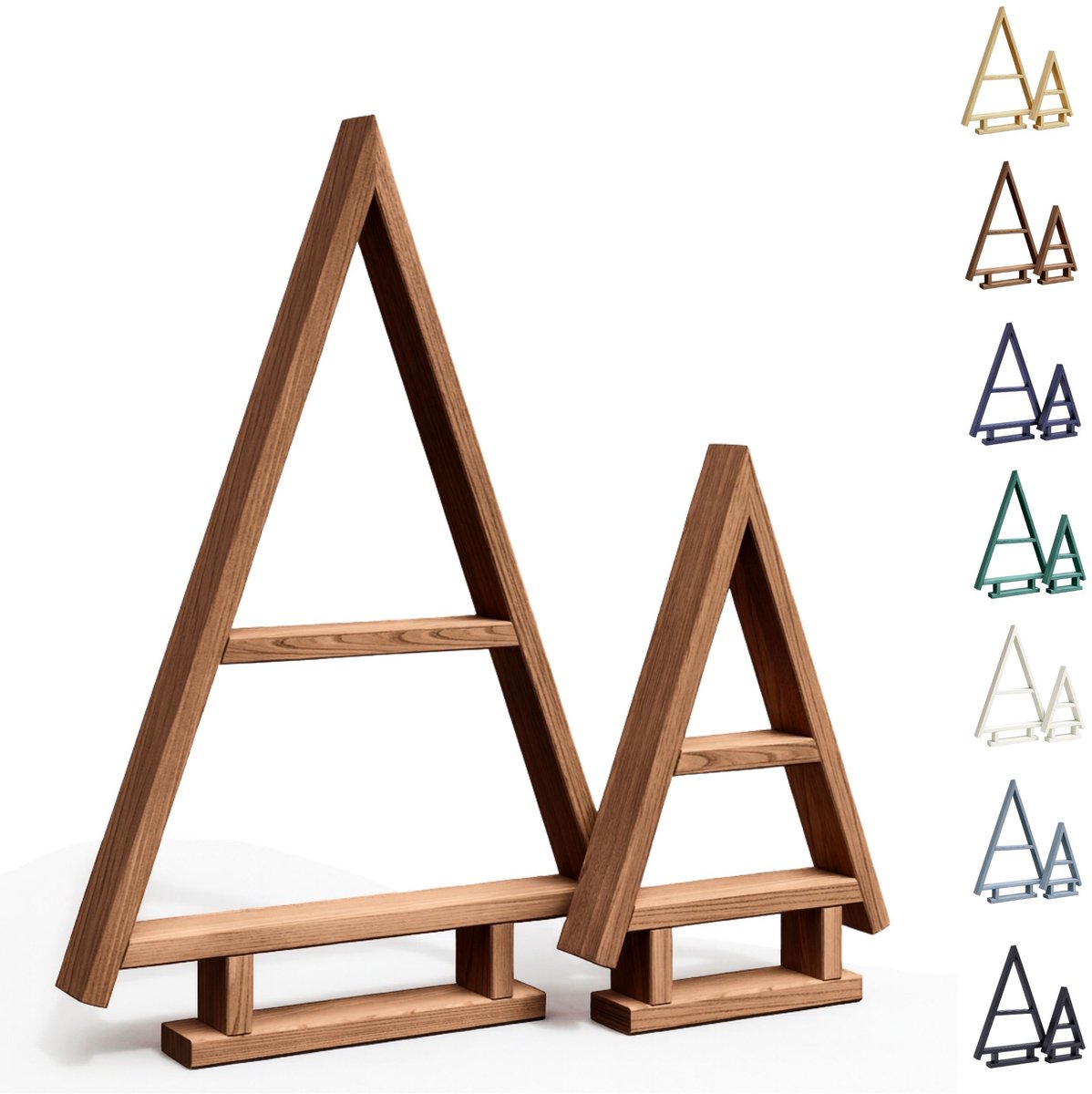 be4nature Geïmpregneerde Houten Kerstboom Set van 2 Donkerbruin - Handgemaakte Dennenbomen voor Binnen & Buiten, Zelf te Ontwerpen Kerstdecoratie