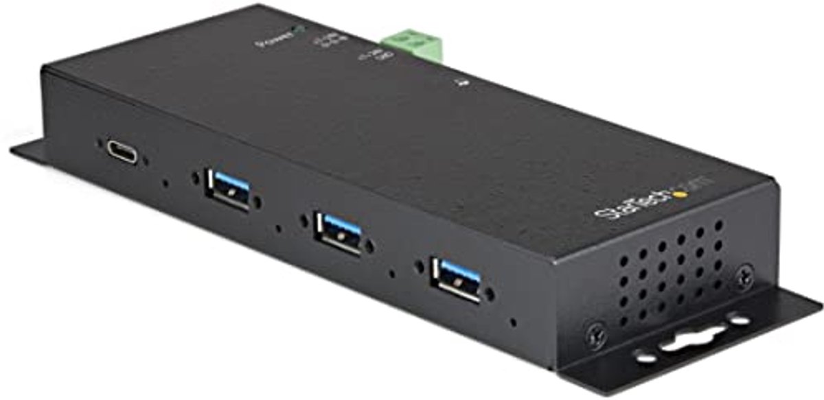 Image of 4 Poorts USB-C Hub - Metalen Industrial USB Type-C Hub met 3x USB-A en 1x USB-C - ESD & Overspanningsbescherming - Zelfvoedend en Monteerbaar USB 3.2 Hub