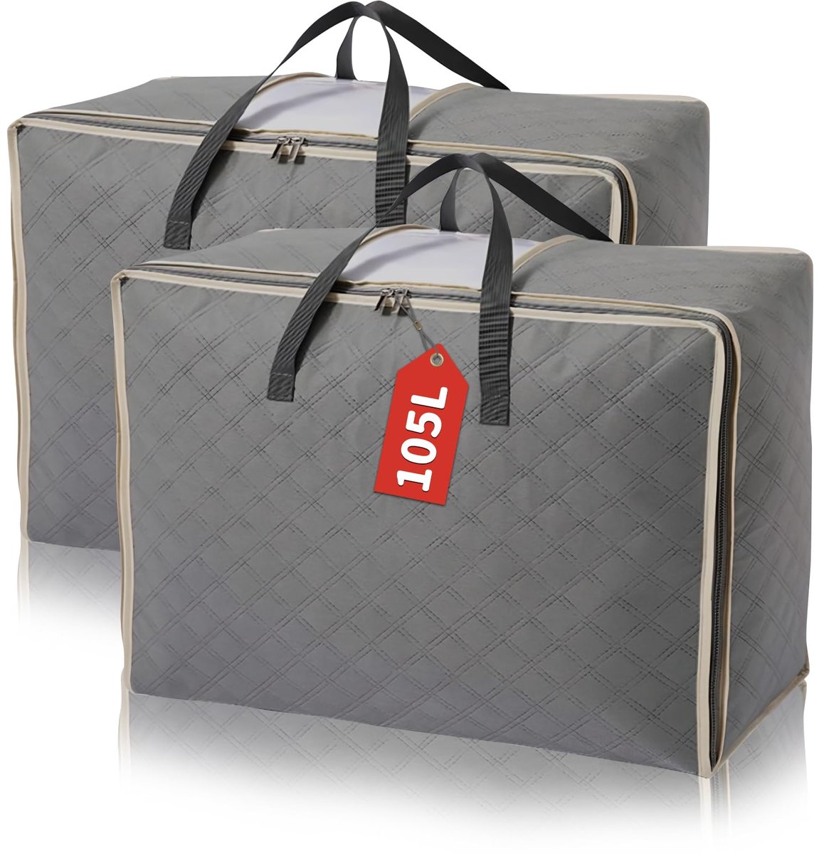 Ibenzoa® Set van twee grote opbergtassen voor kleding en dekbedden met ritssluiting