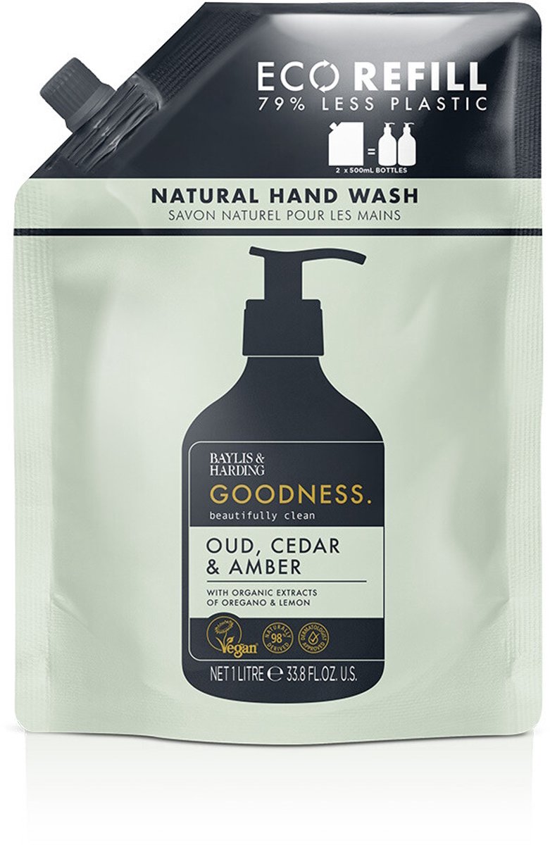 Baylis & Harding Goodness Hand Wash Refill Oud, Cedar & Amber - 1 l