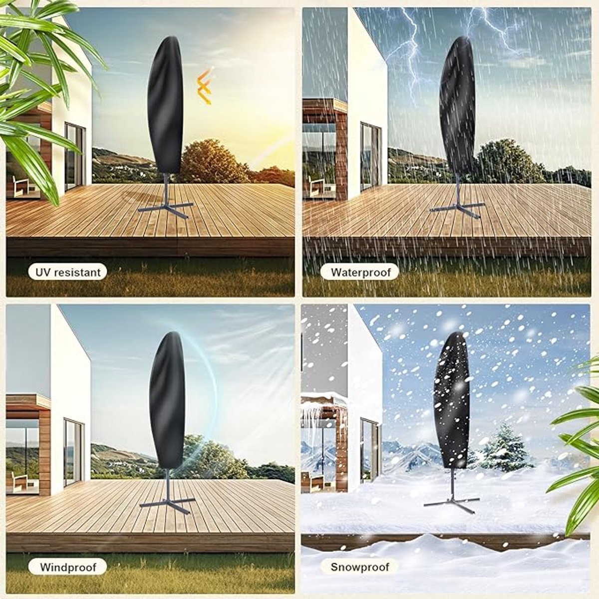 Candala parasol, met grote zweefparasol, 2 tot 4 m, rond en vierkant, Oxford, weerbestendig, uv - bestendig, winddicht en sneeuwbestendig, 265 x 40/70/50