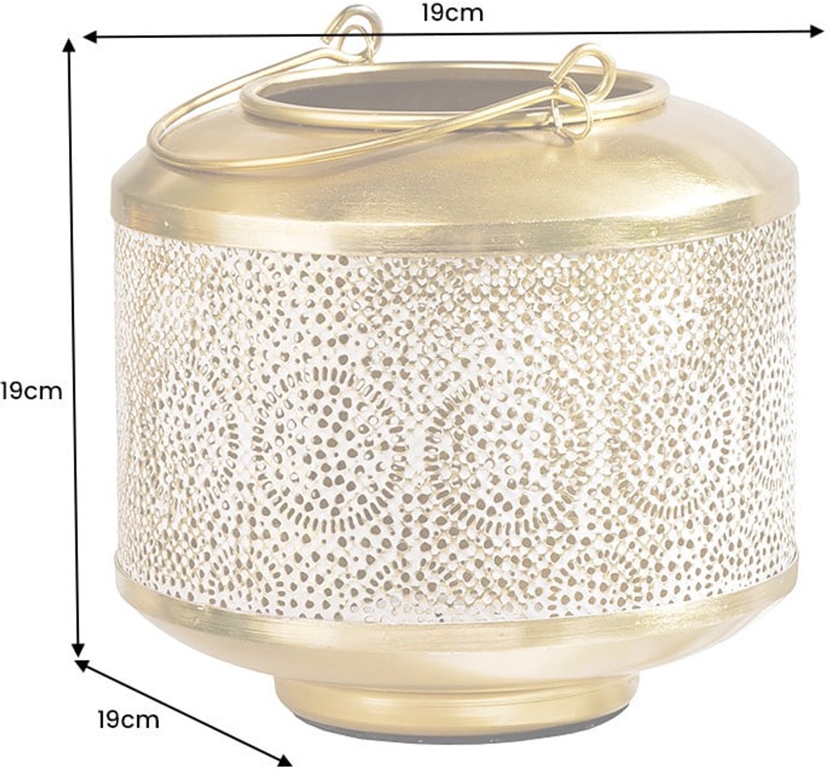 Decoratieve lantaarn ORIENT 20cm goud metaal met patina handgemaakte lantaarn - 43825