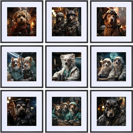 OLYCRAFT Set of 8 square picture frames made of natural