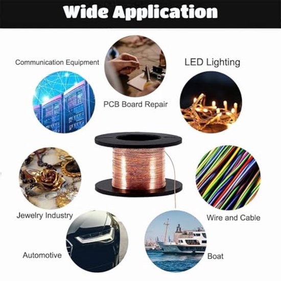 5pcs 0.1mm magnetic cable enameled copper wire welding wire, length 12m — afbeelding 4
