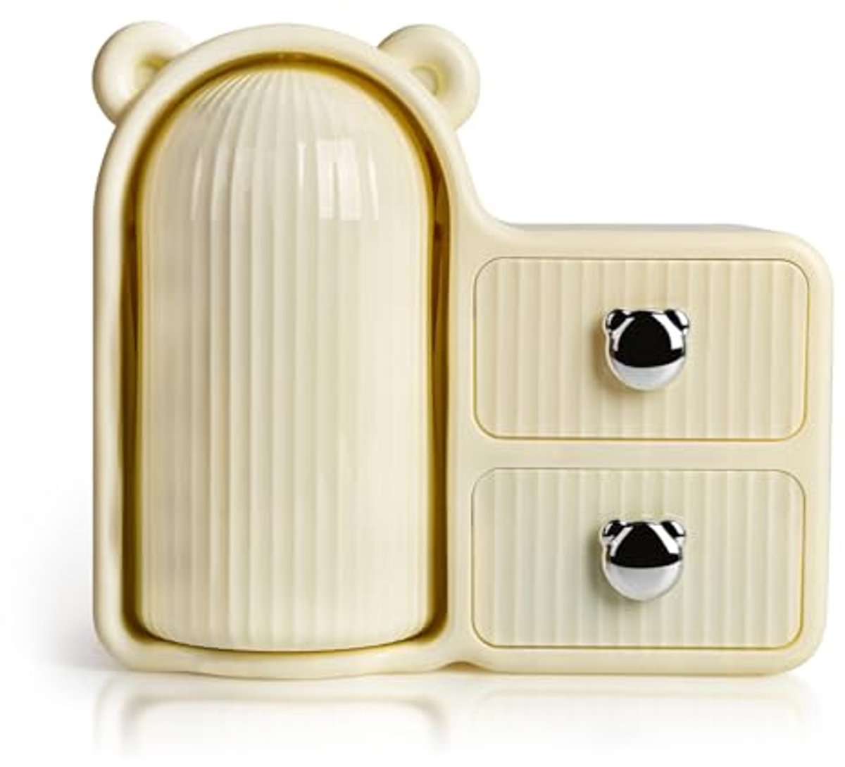 360° Draaibare Make-up Organizer met Dubbele Lade - Lichtgeel