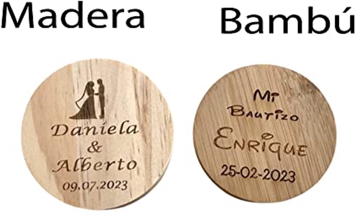 Gepersonaliseerde Bamboe Flesopeners met Magneet voor Bruiloft en Evenementen - 50 Stuks