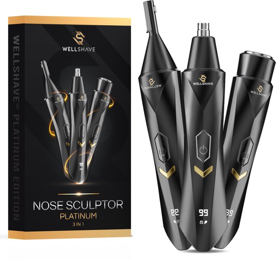 Wellshave Neustrimmer 3 in 1 Platinum - All In One Wenkbrauw en Oorhaar trimmer - Neustrimmer Mannen - Wenkbrauw Trimmer - Neushaartrimmer