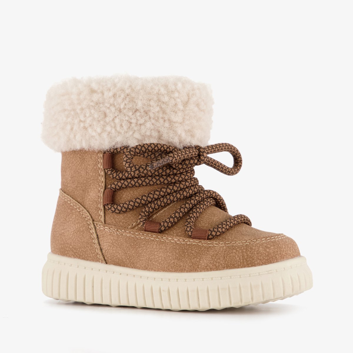 Blue Box gevoerde meisjes teddy veterboots bruin - Maat 23