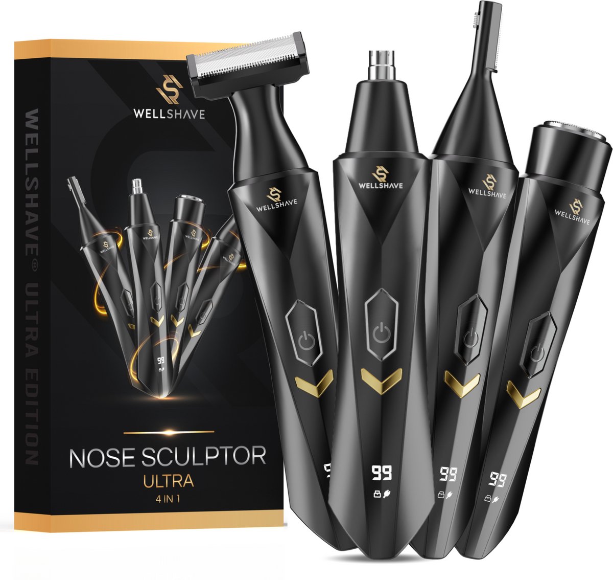 Wellshave 4 in 1 Neustrimmer Ultra - All In One Wenkbrauw en Oorhaar trimmer - Neustrimmer mannen - Wenkbrauw Trimmer - Neushaartrimmer