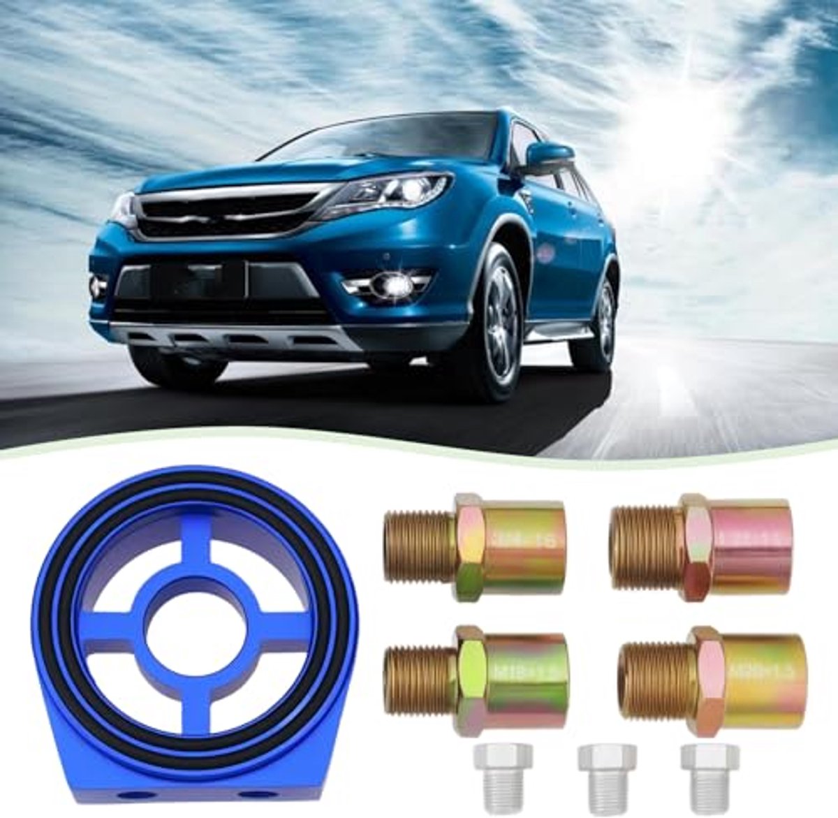1Set Oliefilter Sandwich Adapter Plaat Kit 1/8 NPT Olie Temperatuur Sensor Adapter Druk Adapter Oliefilter M18 M20 M22 3/4-16 Draad Adapter Blauw