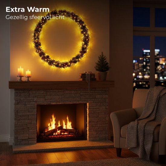 Kerstkrans met led verlichting 40 cm - Cadeaus & gadgets