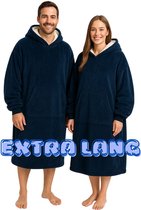 Badrock Hoodie deken - Blauwe capuchon deken - Extra Lang 120cm - fleece deken met mouwen en capuchon - Oversized hoodie deken met mouwen - Draagbare deken - Fleece TV deken - Plaid met mouwen - Warm & zacht - Fleece poncho -Blauw