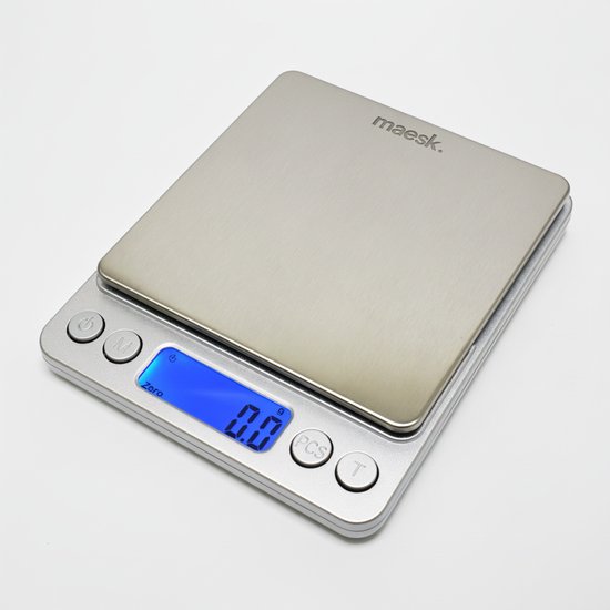 MAESK® - Precisie Weegschaal 3KG , Tot 0,1 gram nauwkeurig - Digitale Keukenweegschaal - Sieraden weegschaal - Mini Weegschaal - Pocket Weegschaal - RVS