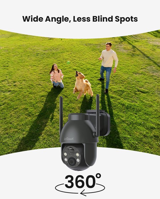 Draadloze bewaking voor buiten -2K draadloos zonnepaneel buiten camera, 360° PTZ, PIR-alarm onmiddellijk, kleurrijk nachtzicht, bidirectioneel geluid van Merkloos — afbeelding 3