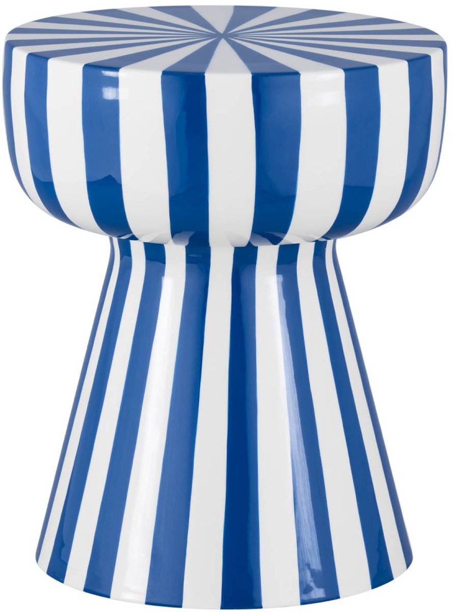 sweeek - Bijzettafel, nachtkastje, geëmailleerd van staal gestreept ø34 x h41cm - ziggy
