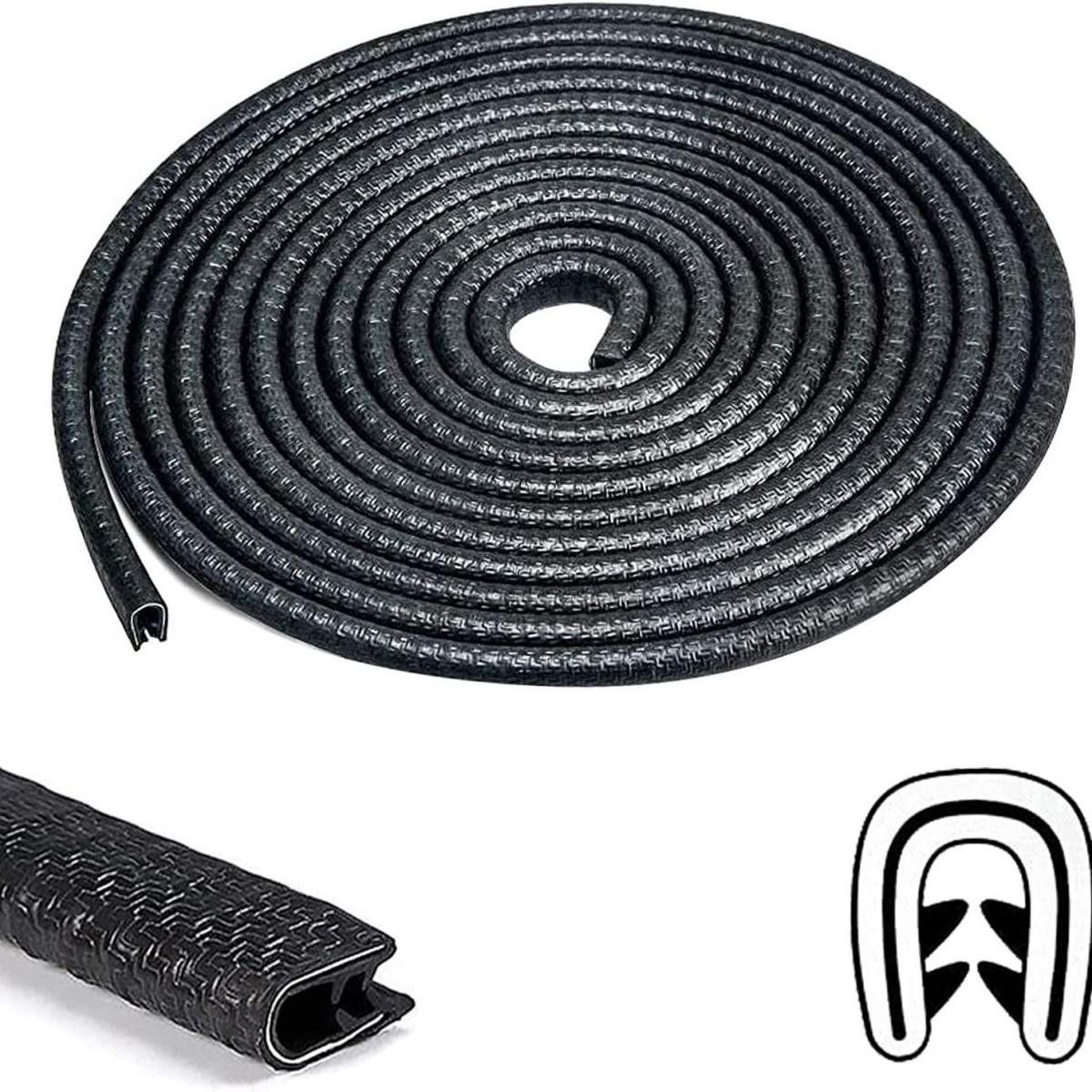 EXCITAT Deurrandbeschermingsstrip - Autorubberen afdichting - U-vormige rubberen randbeschermingsstrip - Raamafdichting - Past op de meeste auto's - 10 meter - Zwart