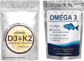 Vitamine D3 10.000 IU + K2 200 mcg (180 Capsules) & Omega 3 1000 mg (180 Softgels) – Complete Combinatie voor Immuunsysteem, Botten & Hartgezondheid