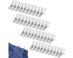 40 Stuks RVS Wasknijpers - 1.5 x 6.5 cm - Grote Knijpers - Strandlaken Knijpers - Badlaken Clips - Handdoek Klemmen - Heavy Duty Handdoekklemmen - Handdoekklemmen Voor Strandligstoelen- Winddicht - Clips Voor Strandlaken, Beddengoed En Dikke Kleding