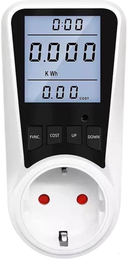 Energiemeter met Led verlicht display - Stekker voor Nederland - Verbruiksmeter - Stroomverbruik meter - Elektriciteitsmeter - Energie besparen - voor het meten van Watt/Ampère/Voltage/KWH