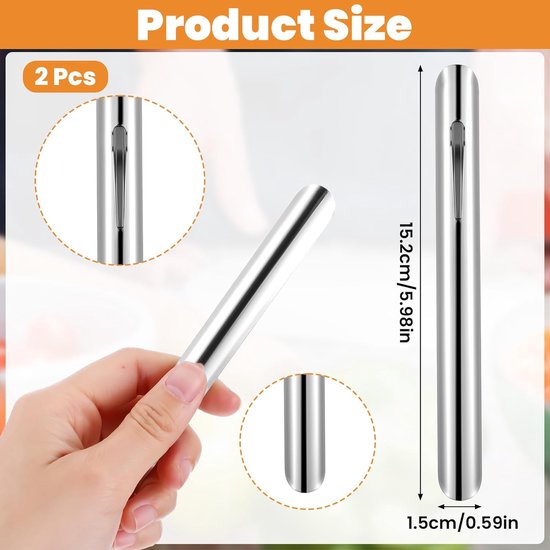 2 stuks - tafelkruimelvegers voor obers - restaurant kruimelvegers - roestvrijstalen kruimelschraper - tafelkruimelschraper - broodkruimelreiniger met zakclip - voor restaurants, huizen, tafelkleed - zilver van Chef-Master — afbeelding 2