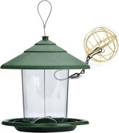 Allecto plus - Mangeoire suspendue pour oiseaux sauvages - porte-graines avec plateau - mélange de cœurs de tournesol, cacahuètes et noix - récipient d'alimentation