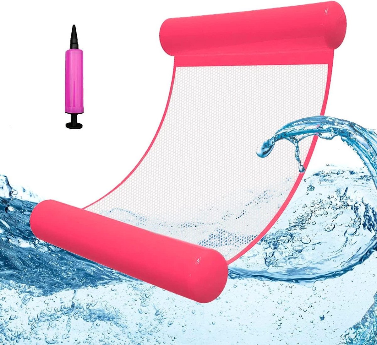 Allecto Plus - Opblaasbare drijvende hangmat met matras voor zwembad en zee, 4-in-1 stoelmatras