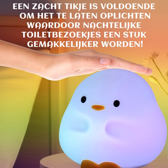 QTTVBTNA - Eenden Nachtlampje - LED Lampje met Aanraakbediening - Oplaadbaar - Sfeerverlichting voor Kinderkamer - Cadeau voor Kinderen (Kerst, Verjaardag) - 12.3x10.6x10.7cm - Kleurrijk van QTTVBTNA — afbeelding 2