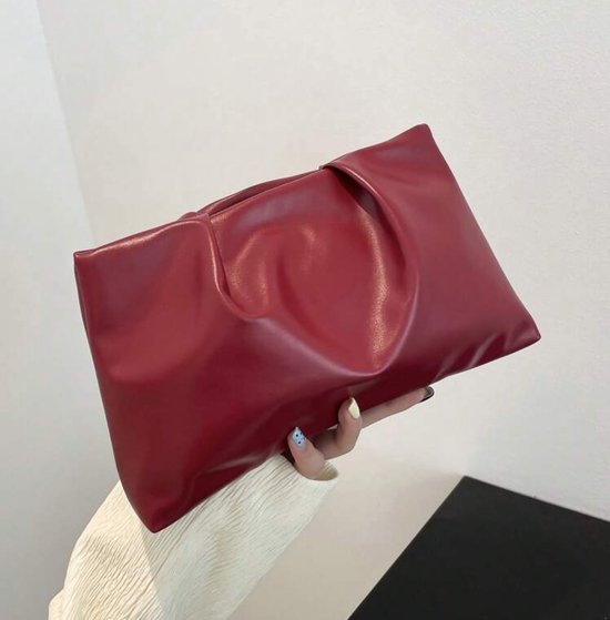 Lemon Glow Clutch - Burgundy - Faux Leather - Hand tas - Avondtas - 25 x 15 cm - Bordeaux Rood