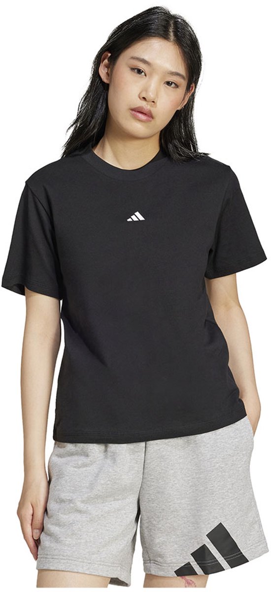 Adidas Essentials Small Logo Cotton T-shirt Met Korte Mouwen XS Vrouw Zwart