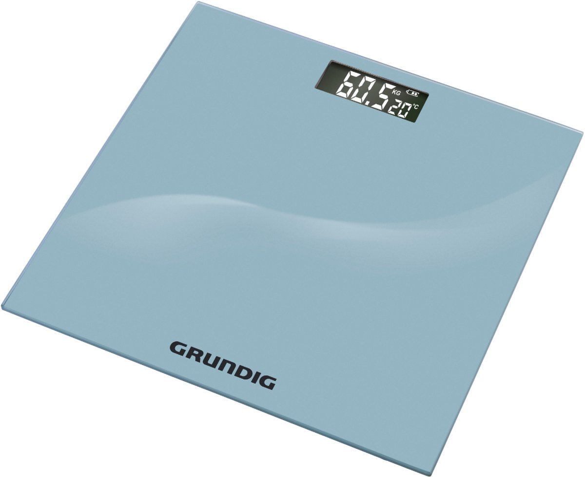 Grundig Digitale Weegschaal - Personenweegschaal tot 180KG - Weegschalen met LCD Display en Temperatuurweergave - met Kg en Lb Functie - 50 g Precisie Weegschaal - Zilver