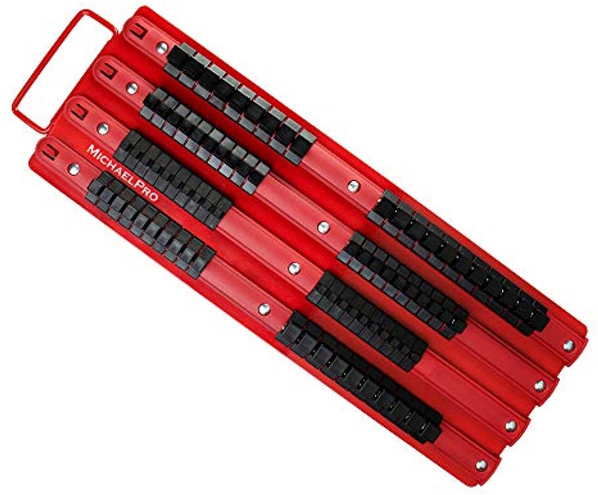 Draagbare 80-delige Socket Organizer met Zwarte Clips voor Efficiënte Opslag