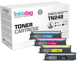 Inktdag toner cartridge Geschikt Voor Brother TN-248 TN248 | Multipack van 4 stuks Geschikt voor Brother L3515CDW - L3520CDW - L3527CDW - L3555CDW - L3560CDW - L3215CW - L3220CW - L3240CDW - L8230CDW - L8240CDW - L3740CDW - L3760CDW - L8340CDW
