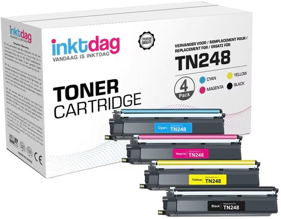 Cartouche de toner Ink Day compatible avec Brother TN-248 TN248 | Multipack de 4 pièces Convient pour Brother L3515CDW - L3520CDW - L3527CDW - L3555CDW - L3560CDW - L3215CW - L3220CW - L3240CDW - L8230CDW - L8240CDW - L3740CDW - L3760CDW - L8340CDW