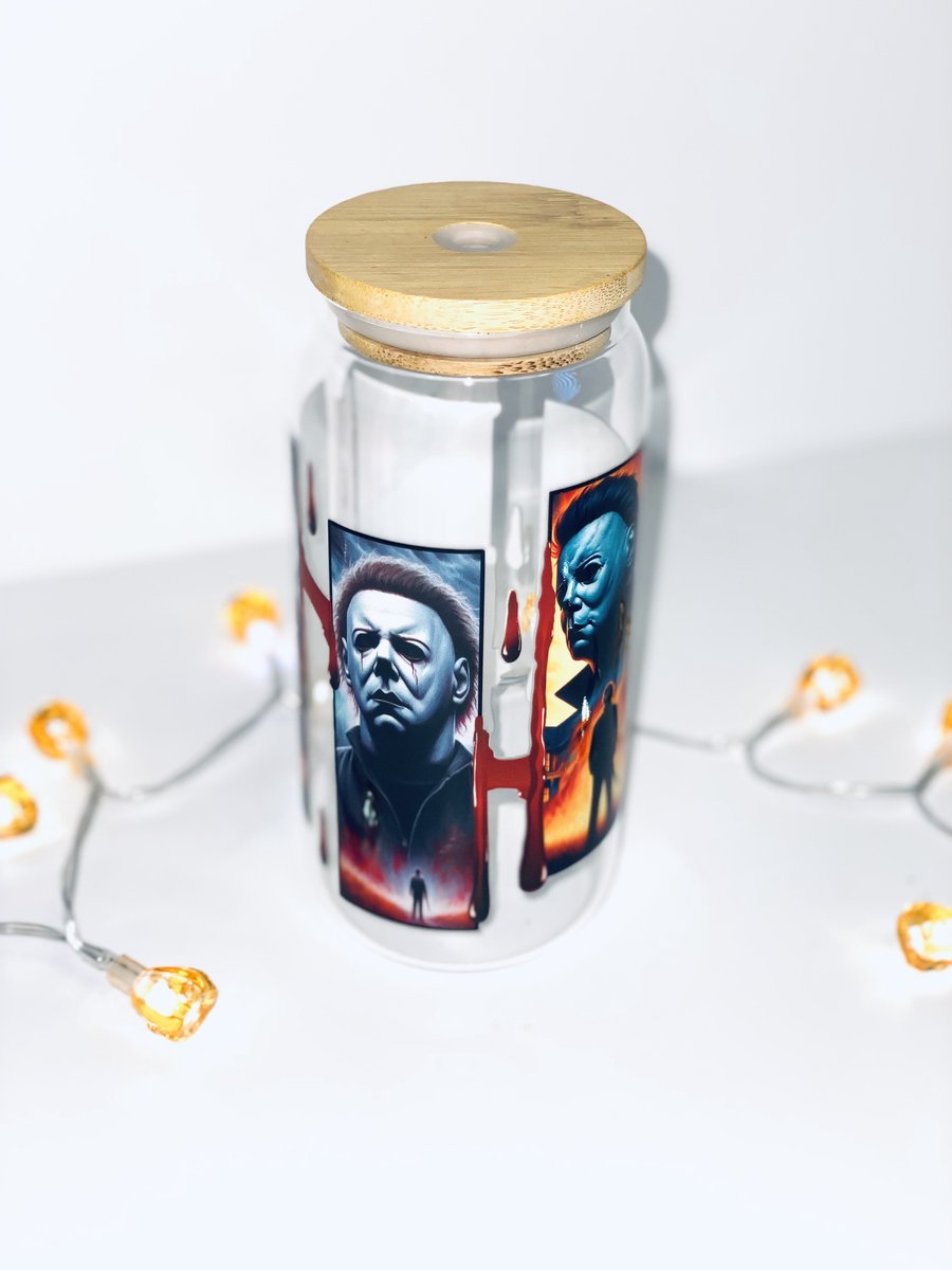 Halloween Drinkbeker met Rietje & Bamboe Deksel – Uniek met DTF Print