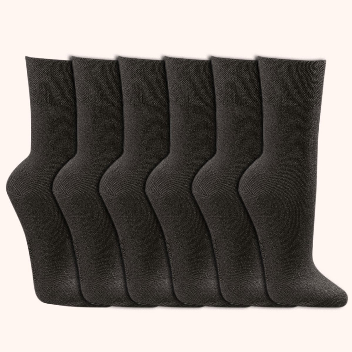 Comfort sokken zonder elastiek | zwart | biologisch katoen | vrij van schadelijke stoffen | drukvrij | 6 paar | maten 35–46