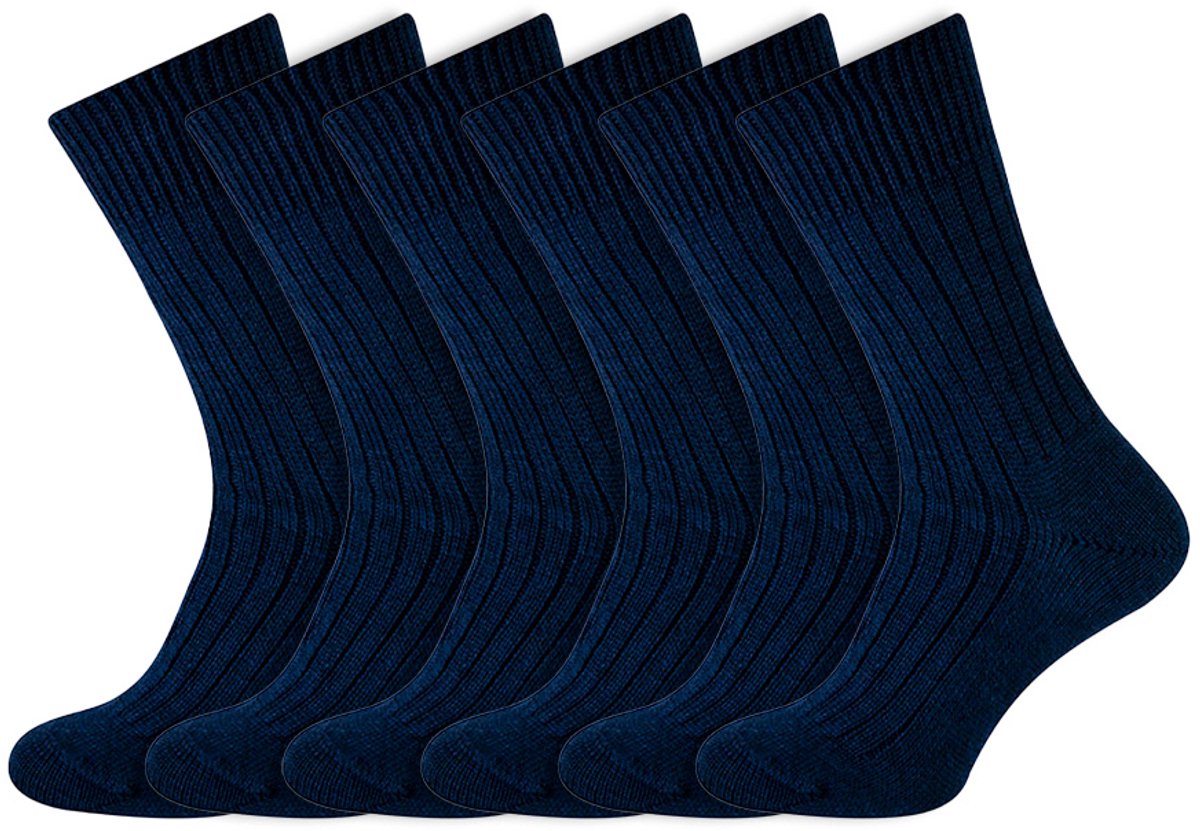 Heren sokken | Wollen sokken | Merk: Hertex | Kleur: Donkerblauw | Maat: 41 t/m 47 | 6 paar