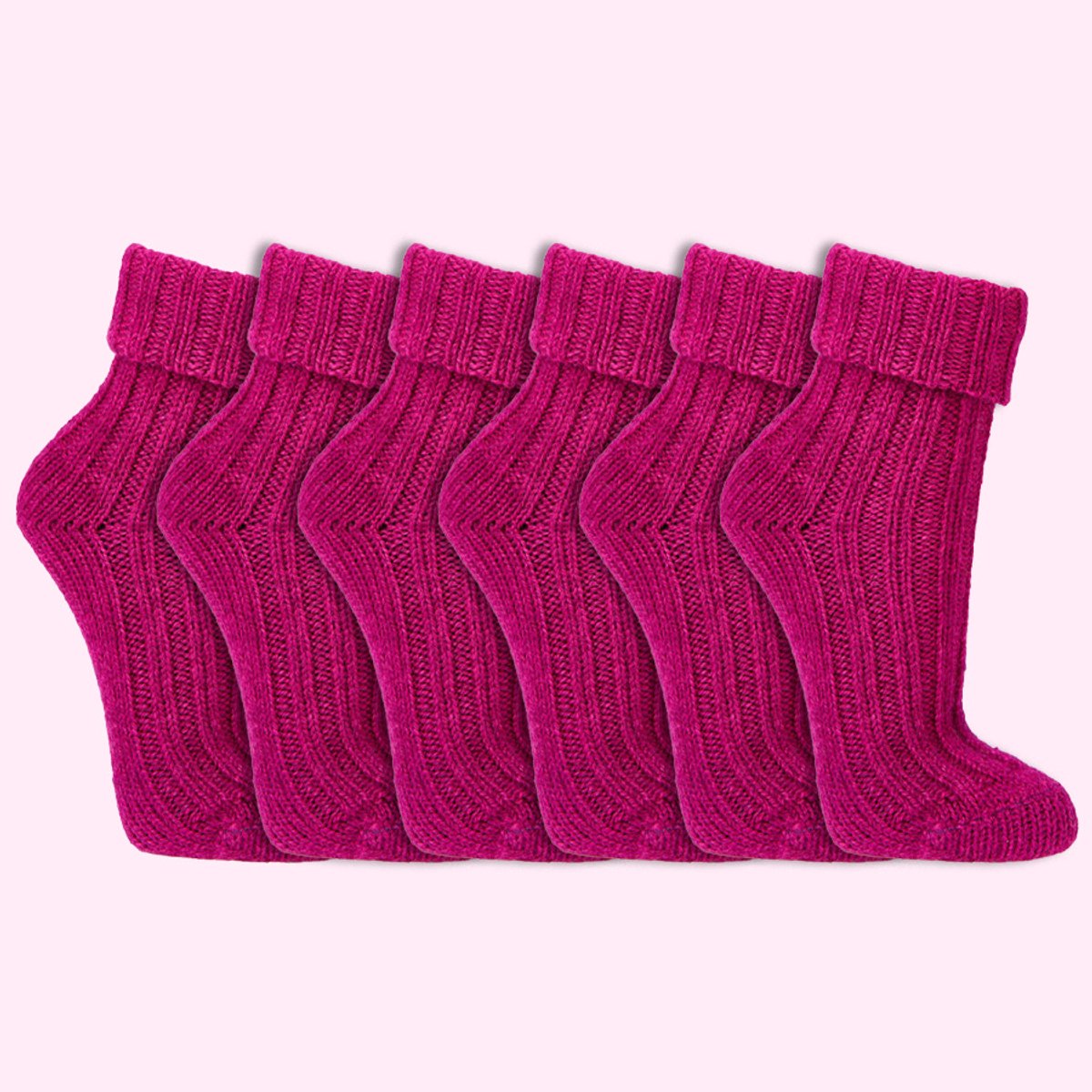 Wollen sokken | Alpacawol | Krimpvrij | Kleur: Roze | 6 paar