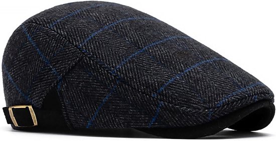 Allecto Plus - Casquette plate en tweed noir pour homme | Panneau de béret | Casquette Peaky Blinders | Béret ajustable et tendance pour vendeur de journaux | Casquettes homme 56-61 cm pour randonnée, chasse, pêche.